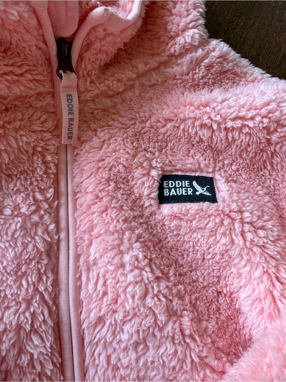 Eddie Bauer Girls Pink Plush Sherpa Hoodie with Half-Zip - Picture 2 of 8
